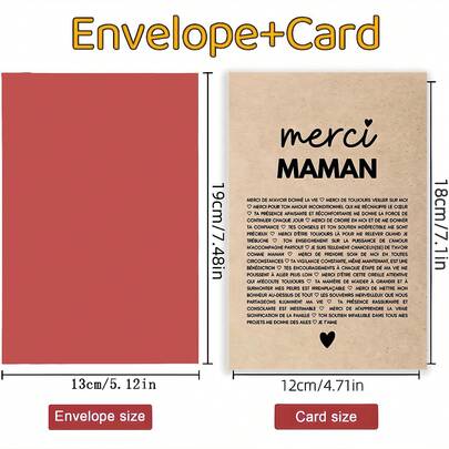 法式温馨“Merci MAMAN”母亲节贺卡，复古纹理，饱含法式真挚情感，表达对母亲的感激之情，适合母亲节/日常感谢母亲，温馨的亲子情感卡片，每日感恩卡，表达对母亲的深切爱意，贺卡，祝福卡，空白卡片