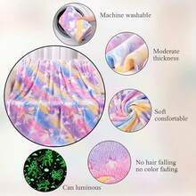 A Flannel Luminous Blanket With Cosmic Elements, A Children's Cover Blanket. It Uses High-Quality Flannel Fabric, Which Is Soft And Skin-Friendly, And Is More Suitable For Children To Use, As If They Are In The Vast Universe, And The Romance Of The Night Begins From This Moment. - Multicolor - View 7