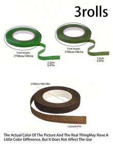 2/4/6卷装自粘花艺胶带，适用于花束、花茎、花萼的包装，花店DIY工艺品，婚礼装饰和包装，人造花自粘包装胶带