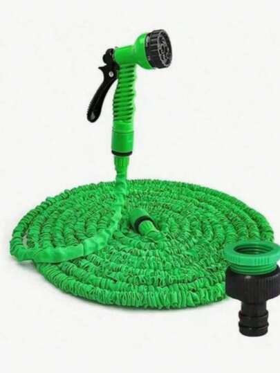 Expandable Garden Hose With Multi-Function Spray Gun - Durable Flexible PE Coiled Hose For Watering, Car Washing, Lawn Care, And Pet Bathing - Includes Adjustable Spray Nozzle. All-Season Use. Garden Watering Tool, Flexible Hose Design, Heavy-Duty Connectors