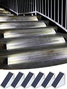 2/6个太阳能13LED楼梯灯，户外庭院高亮度装饰楼梯灯，自动开关太阳能LED灯，适用于户外庭院、花园、楼梯、围栏、门廊、露台、走道、楼梯照明装饰