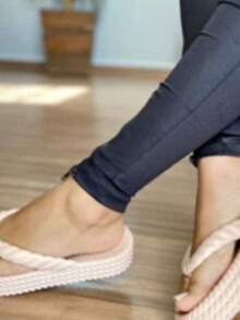 Chinelo 3 Tranças Feminino Plataforma Nuvem Ortopédico Macio Confortável - Rosê - Visão 2