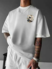 GRDR Men's Personalized Graphic Print Short Sleeve T-Shirt, Comfortable & Breathable, Summer Wear - White - View 2