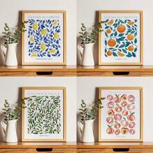 JXREQ Italian Lemon Peach Fruit Wall Art Decor For Home Kitchen Living Room Dining Room Bathroom, Peach Bathroom Decor For Wall, 8x10 Inch Unframed - ColorB - 查看 4