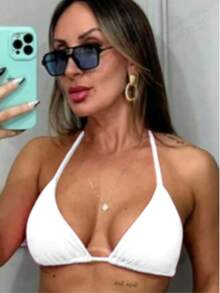 Women's Adjustable Strap Bikini Set For Tan Lines, Summer Beachwear - White - View 1