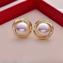 1 Pair Fashionable Mermaid Design Rhinestone & Pearl Stud Earrings, Elegant & Versatile For Women Daily Wear - Multicolor - View 2