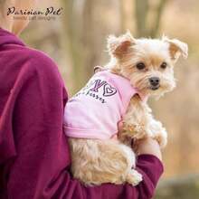 Parisian Pet Dog Summer Clothes | '' Funny Dog Tshirt with Embroidery Pattern, Size(XOXO XS) - Multicolor - Ver 7