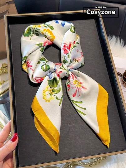 1pc Faux Silk Retro Leopard Print 70cm Small Square Scarf, Fashion Versatile Bandana, Waist Belt, Decorative Scarf, Suitable For Daily Wear