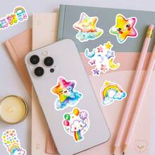 56 Peças Conjunto de Adesivos Fofos de Desenho Animado com Nuvens Arco-íris, Adesivos de Scrapbook, Adesivos Kawaii de Estrela, Adesivos Estéticos de Lua, Adesivos para Jornalismo, Adesivos Impermeáveis de Vinil para Laptop, Para-choque, Skate, Garrafas de Água, Computador, Telefone