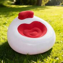 1 pieza Sofá inflable para exteriores, silla de camping para niños, sofá perezoso portátil y fácil de almacenar, asiento de terciopelo rojo adecuado para ocio al aire libre - Rojo - Ver 9