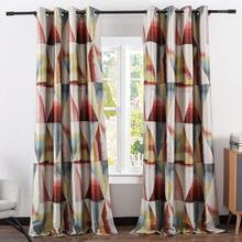 Leeva Window Heavy Curtains For Guest Room, Geometric Print Pattern Modern Home Decorative Room Darkening Blackout Curtain And Drapes For Bedroom, 2 Panels, Red, 52x63,52inchWx63inchL(Packof2),Red - 紅色的 - 查看 3