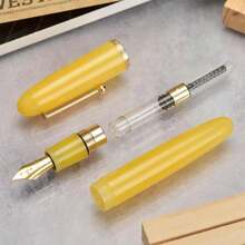 Jinhao 9019 DaDao Series Fountain Pen, Size 8 Fine Heartbeat Nib With Large Ink Converter, Yellow Jade Acrylic Design Smooth Writing Pen (Gold Trim) - MàuL - Xem 6