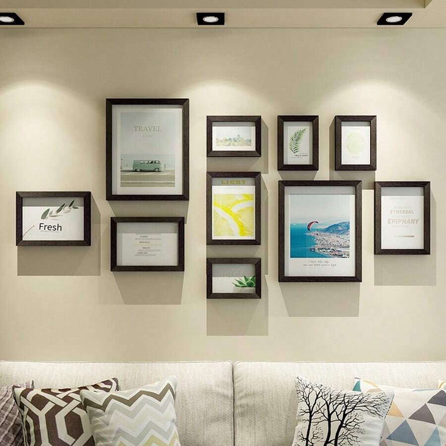 Modern Minimalist Art Display Wall Photo Frame Hanging Combination Photo Wall For Living Room Bedroom Background Wall, Includes Landscape Photos