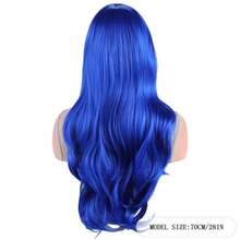 28英寸薄荷绿卷曲刘海假发，波浪发型，适合派对和角色扮演 - 彩色 - 查看 11