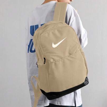  Nike Training & Casual Sports Fabric Backpack, Regular Style, Unisex, Couple Style, Sesame Brown And Black, DH7709-252