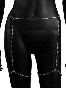 A Sexy Silver Rhinestone Leg Chain, A Sparkling Women's Body Chain/Waist Chain For Parties, Nightclubs, And Jewelry. - Multicolor - View 3