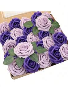 25pcs/50pcs Foam Flower Belt With Branches And Leaves, PE Rose, OPP Bag