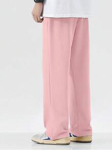 Men's Straight Knit Pants, Loose Fit Casual Sweatpants, Versatile For Spring And Autumn - Pink - View 2