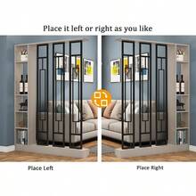 Wall Room Divider, Modern Freestanding Wood Room Divider Screen With Shelf & Cabinet Storage For Living Room,Office, Bedroom (Grey+Black, 31.5" L X 9.5" W X 79.5" H) - Xám + đen - Xem 4