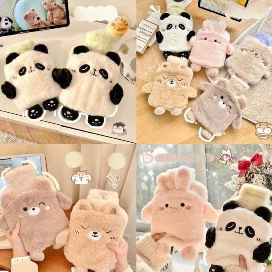 Cute Animal Hot Water Bottle, Plush Warm Hand Warmer, Leakproof, Suitable For Belly Heating, Thickened Bed Warmer