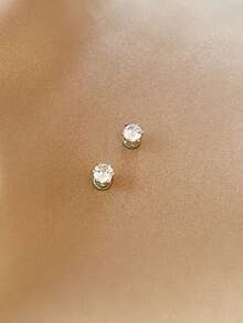 1对男士磁性耳环，无需耳洞，立方氧化锆耳钉夹式耳环 - 彩色 - 查看 6