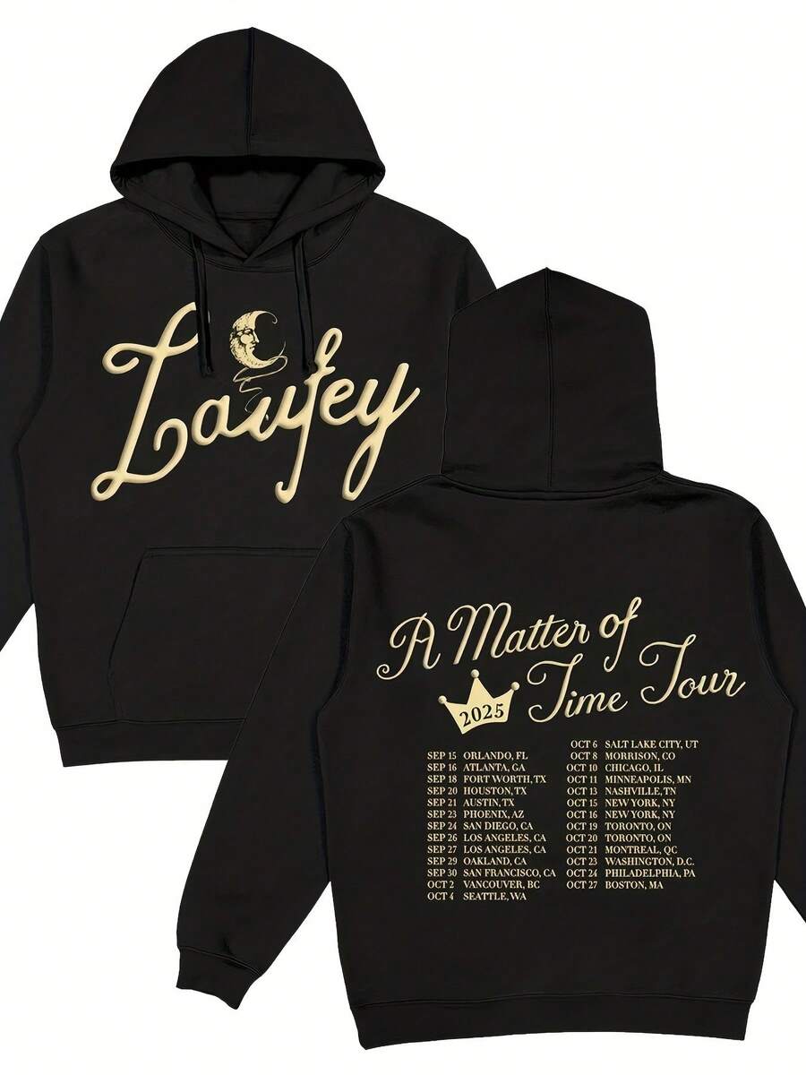 2 Sided Laufey A Matter Of Time Tour 2025 North America Hoodie Reprint, All Size S-5XL - Black - View 1
