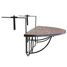 Stylish Outdoor and Indoor Steel Table Metal Table Coffee Table Patio for Patio Garden Balcony Back Yard Hanging Balcony Table Terracotta Mosaic BrownOutdoor Dining Tables - Marrón - Ver 5