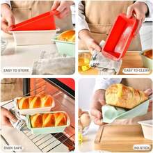 Pieces, Silicone Mini Rectangular Baking Molds (Dimensions: 19.2cm/7.56inx9cm/3.54in), Non-Stick And Easy-To-Demolding Rectangular Silicone Mini Cake Baking Trays, Suitable For Baking Bread, Soft Silicone Baking Molds And Bread Molds, Bread Trays, Brownie Cake Rectangular Baking Trays, Cake Mold - Multicolor - View 4