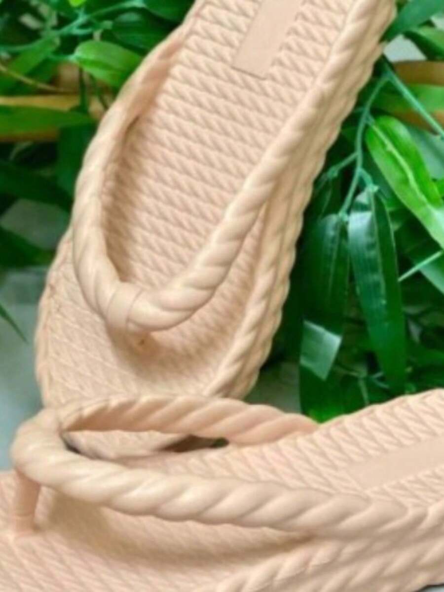 Chinelo 3 Tranças Feminino Plataforma Nuvem Ortopédico Macio Confortável - Rosê - Visão 1