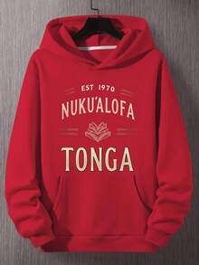 Nukualau Tongga sweat-shirt à capuche vintage oversize pour hommes - Pullover vert avec motif géométrique, design EST 1970, sweatshirt casual lavable en machine, porter confortable au quotidien, col capuche classique, tissu non extensible, grande taille - Noir - Voir 4