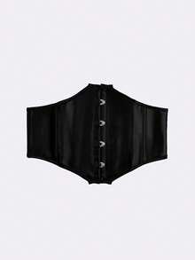 Apperloth A Lace Up Back Satin Corset - Black - View 5