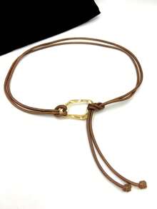 Thin Rope Belt With Geometric Buckle - Café - Ver 1