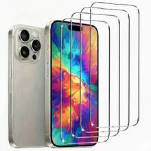 4pcs Tempered Glass Screen Protector, Compatible With IPhone 17/15/17 Pro/17 Air/17 Pro Max/16/16 Plus/16 Pro Max - Clear - View 39