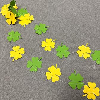 圣帕特里克节四叶草花环横幅，圣帕特里克节装饰横幅，深绿色、浅绿色派对用品，绿色主题派对，婚礼，生日，洗礼，派对，春夏复活节装饰，下午茶派对用品