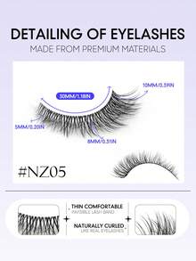 7 pares de pestañas de zorro de dibujos animados, banda transparente, pestañas postizas de visón falso, aspecto natural, delicadas y gruesas, tira completa, suaves y cómodas, adecuadas para uso diario - Negro - Ver 4