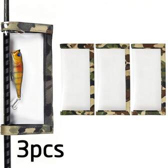 3个装PVC鱼饵保护套，迷彩包边 - 耐用鱼钩和鱼饵收纳袋，带透明窗口