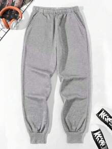 1pc Teen Boys Casual Ribbed Sweatpants With Pockets, Suitable For Indoor/Outdoor Sports, Spring/Autumn/Winter - Grey - View 8