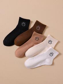 5 Pairs Women's Comfortable Soft Cartoon Short Socks, Suitable For Daily Wear, Autumn/Winter - Multicolor - View 6