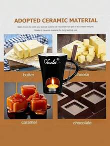 3件套巧克力陶瓷火锅杯套装，采用保护性泡沫包装，包含叉子和蜡烛，配有迷你火锅加热器，适用于奶酪、焦糖和西班牙小吃，是情人节、新年、生日和婚礼的理想礼物。 - 彩色 - 查看 3