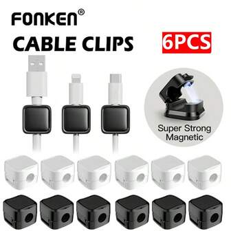 6er Pack Magnetische Kabelclips, glatte, verstellbare Kabelhalter mit Klebefläche, Kabelorganizer für Zuhause und Büro