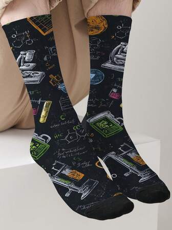 1 双 3D 数码热转印 360 度印花袜子，男女通用，舒适不束缚，时尚街头风