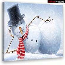 [2D Flat]1 Piece Of Canvas Painting Art Print With Wooden Frame,Snowman In Winter Scene,High Quality Wall Art Printed Poster Can Be Hung Directly,Pine Frame,Winter Season Decoration Painting,Festive Gift Painting,Christmas,Thanksgiving,Valentine's Day,Anniversary Decoration Painting - 多色 - 查看 13
