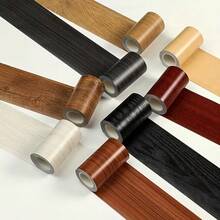 1片5米 x 15厘米自粘木纹踢脚线墙纸，可移除，复古木纹图案，哑光表面，适用于家具、门、地板、瓷砖表面 - 轻松DIY家居装饰，适用于客厅、楼梯、厨房、墙贴