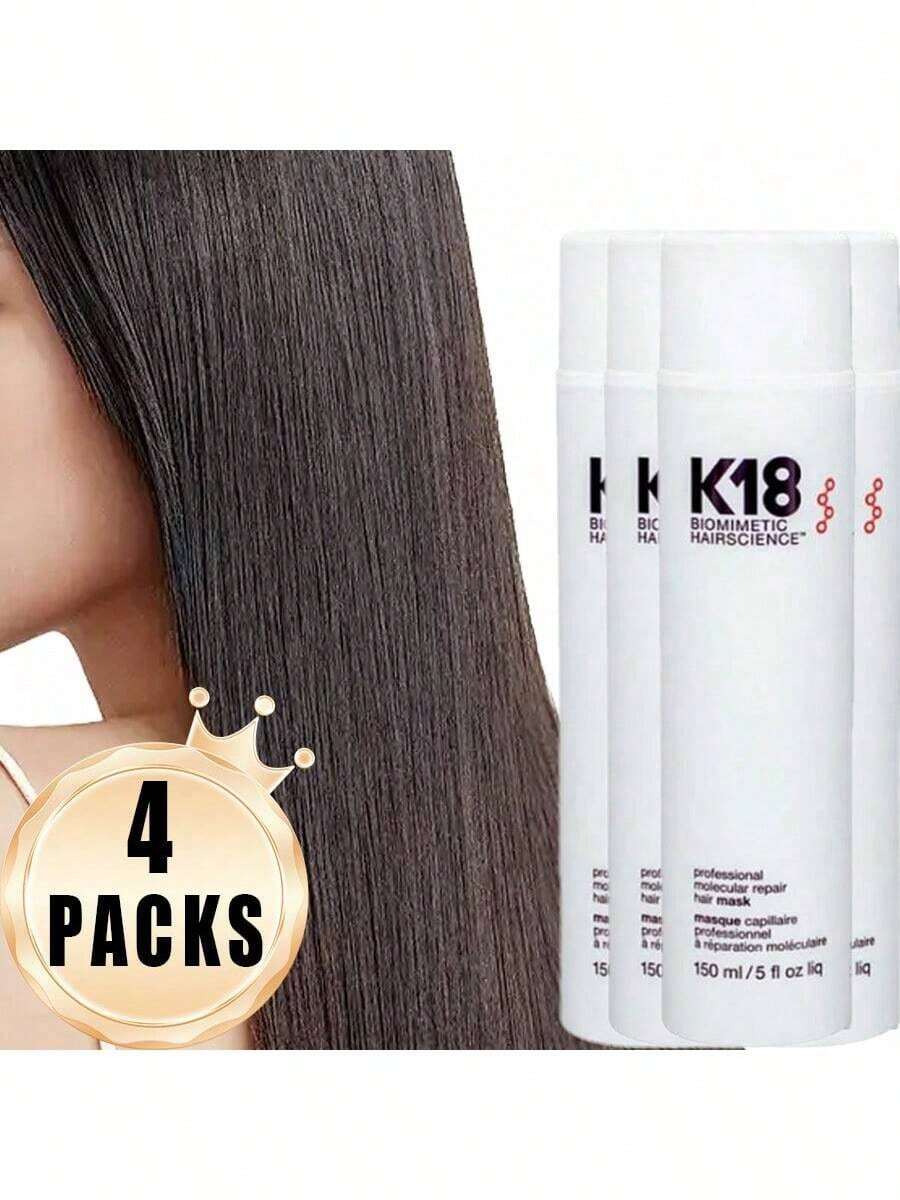 4PCS 150ml K18 Hair Mask Molecular Hair Mask Hair Care Product,K18 No-Rinse Molecular Hair Mask, Repairs Dry Or Damaged Hair, Reverses Hair Damage Caused By Bleaching, Dyeing, Chemical Treatments And Heating,Either Morning Or Evening Is Fine,Suitable For Both Men And Women. - 4 chiếc - Xem 1