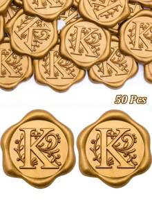 30/50 miếng dán niêm phong thư bằng sáp, nhãn dán sáp tự dính mạ vàng, nhãn dán niêm phong phong bì, nhãn dán mạ vàng, thích hợp cho thiệp Lễ Tạ ơn/gói quà/thiệp mời đám cưới, tiệc đính hôn, tiệc sinh nhật, Giáng sinh và các dịp khác. - Đồng - Xem 31