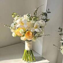 新娘花束，人造郁金香花，用于婚礼摄影，情人节礼物 - 彩色 - 查看 3