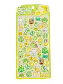 Pegatinas de corazón 3D brillantes con relieve de dibujos animados, pegatinas de aceite agitador para scrapbooking, pegatinas de recompensa para jardín de infantes, decoración de fundas de teléfono, pequeños regalos de cumpleaños, pegatinas de conejo de recompensa linda con relieve de cristal, pegatinas decorativas de espuma 3D para scrapbooking - Multicolor - Ver 11