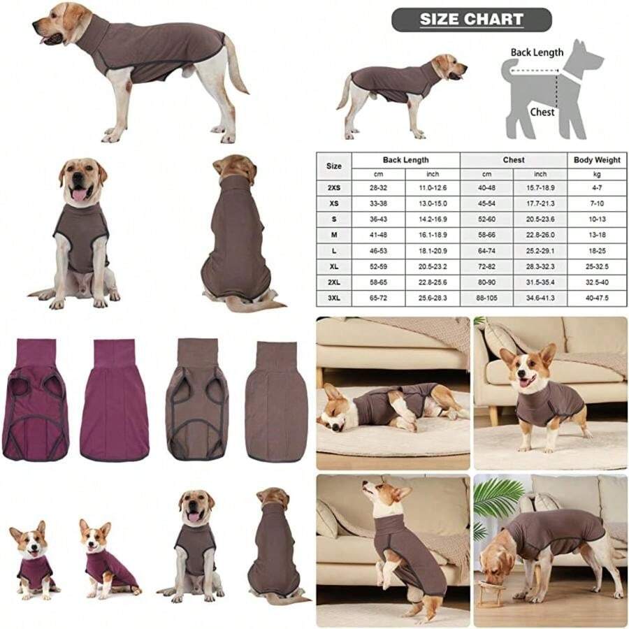 lifcasual Suéter para Perros Cuello Alto Cálido suéter de Invierno Ropa para Mascotas para Perros pequeños, medianos y Grandes(3GG Café) - Multicolor - Ver 1