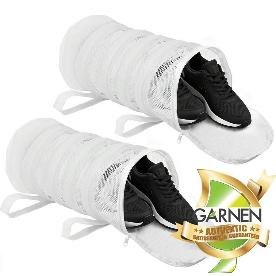 Garnen 2x Shoe Washing Bag, Reusable Sneaker Shoe Laundry Bags For Washer Dryer Machine, Durable Mesh Washing Bag For Running Shoes, Socks, Bra, White - 白色 - 查看 1