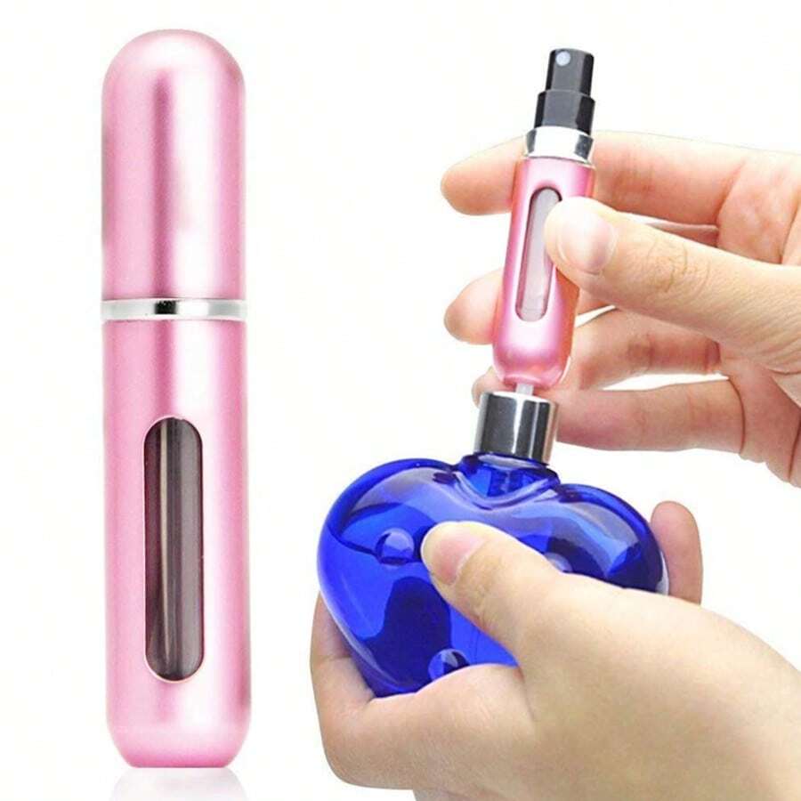 Perfume Refillable Bottle, Metal Portable Perfume Atomizer For Travel, Mini Compact Fragrance Spray Container, Pocket-Sized Perfume Dispenser For Daily Use - Hồng - Xem 1